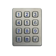 Rugged 12 Keys Metal Keypad For Access Control System with 3X4 matrix backlit keypad